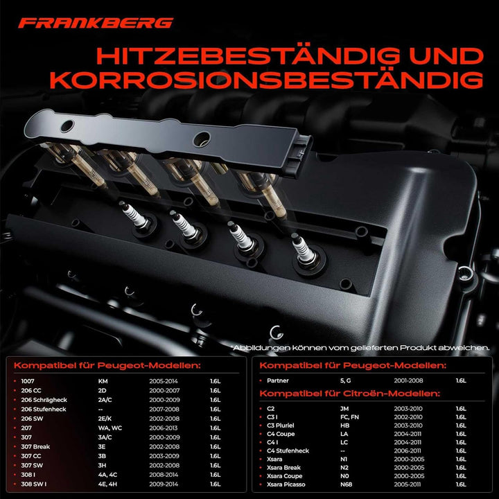 Frankberg Zündspule Zündmodul Kompatibel mit Berlingo 1.6L 2000-2011 C2 1.6L 2003-2009 C3 Pluriel 1.