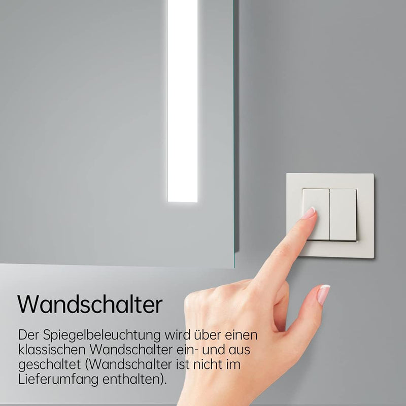 EMKE LED Badspiegel mit Beleuchtung 50x70cm Badezimmerspiegel kaltweiss Lichtspiegel Wandspiegel IP4