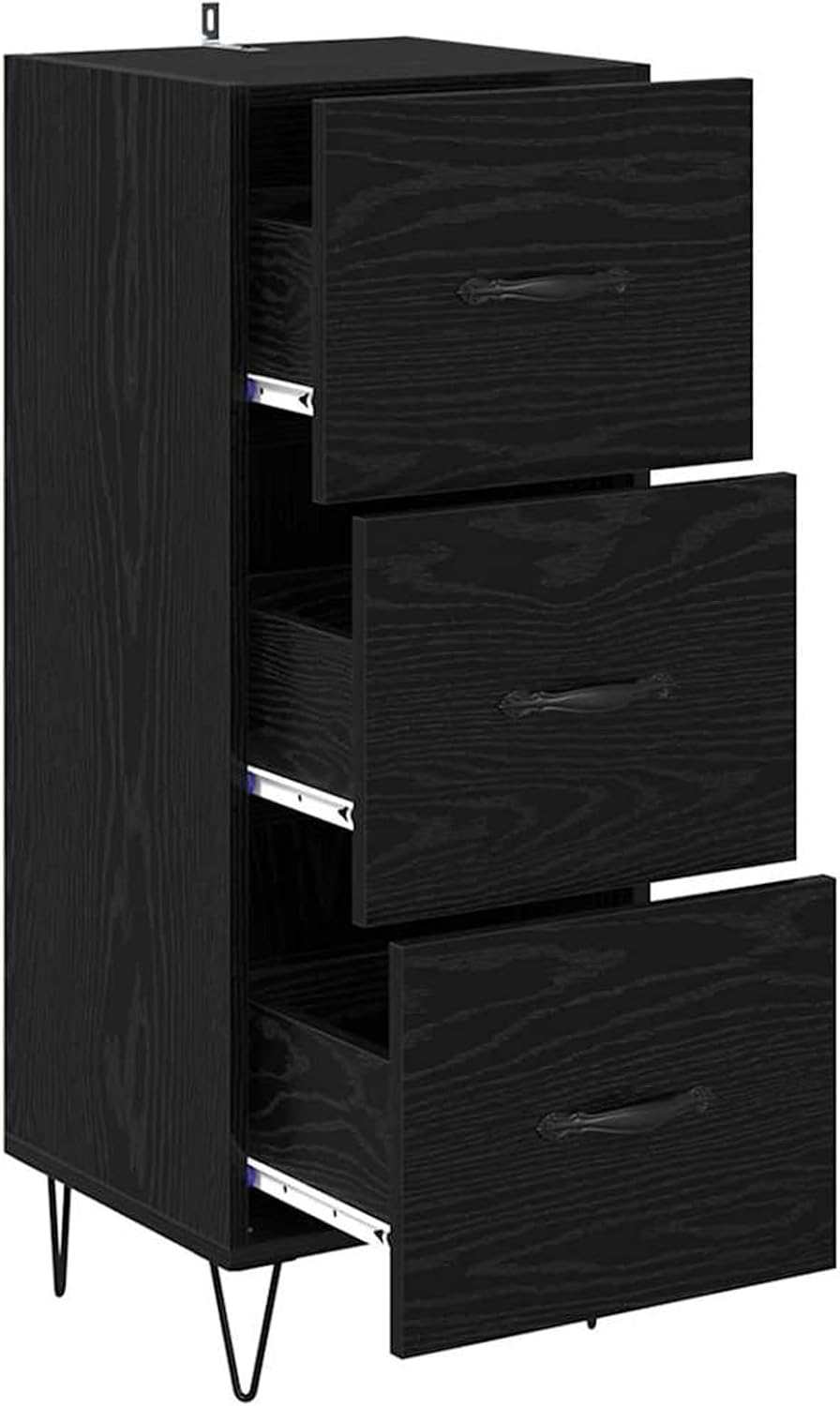 Homgoday Sideboard Schwarze Eiche 34 x 34,5 x 90 cm Holzwerkstoff Anrichte Model881551