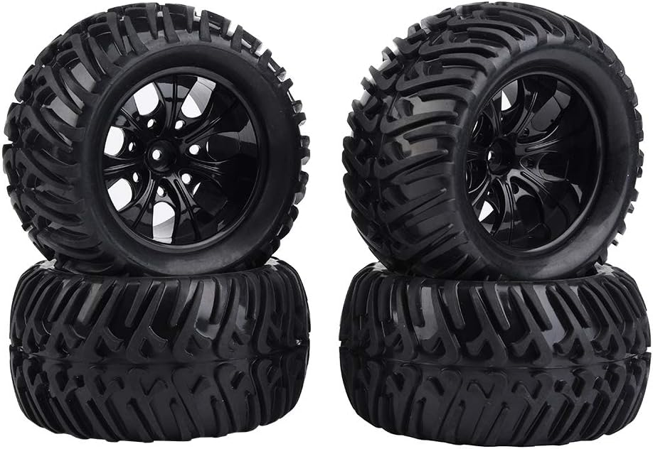 Dilwe RC Auto Reifen, 4 Stück Y-förmigen Muster Reifen Gummireifen mit Naben für 1/10 Skala RC LKW A