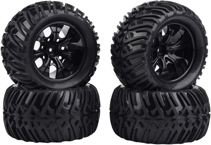 Dilwe RC Auto Reifen, 4 Stück Y-förmigen Muster Reifen Gummireifen mit Naben für 1/10 Skala RC LKW A