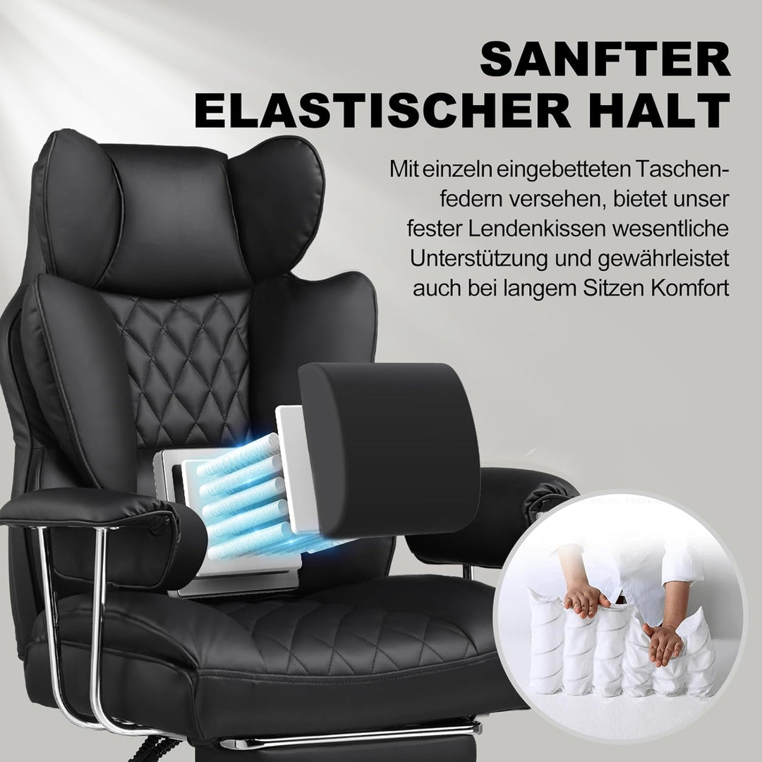 GTPLAYER Gaming Stuhl, Bürostuhl mit Taschenfeder-Lendenwirbelstütze, breiter Büro-Computersessel mi