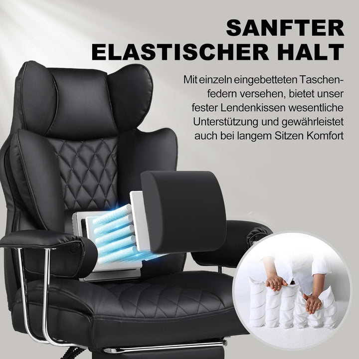 GTPLAYER Gaming Stuhl, Bürostuhl mit Taschenfeder-Lendenwirbelstütze, breiter Büro-Computersessel mi