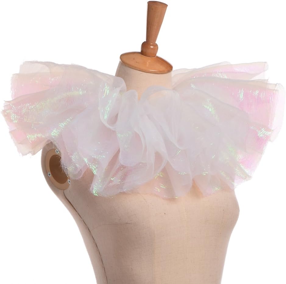 BLESSUME Viktorianische Rüsche Kragen Renaissance Mesh Clown Kragen Geschichtet Halskrause für Hallo