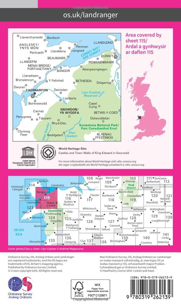 Snowdon & Caernarfon (OS Landranger Map, Band 115), Karte