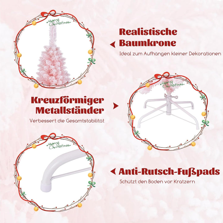 COSTWAY künstlicher Weihnachtsbaum Bleistift, 180 cm Tannenbaum mit Schnee, Christbaum mit 460 Zweig