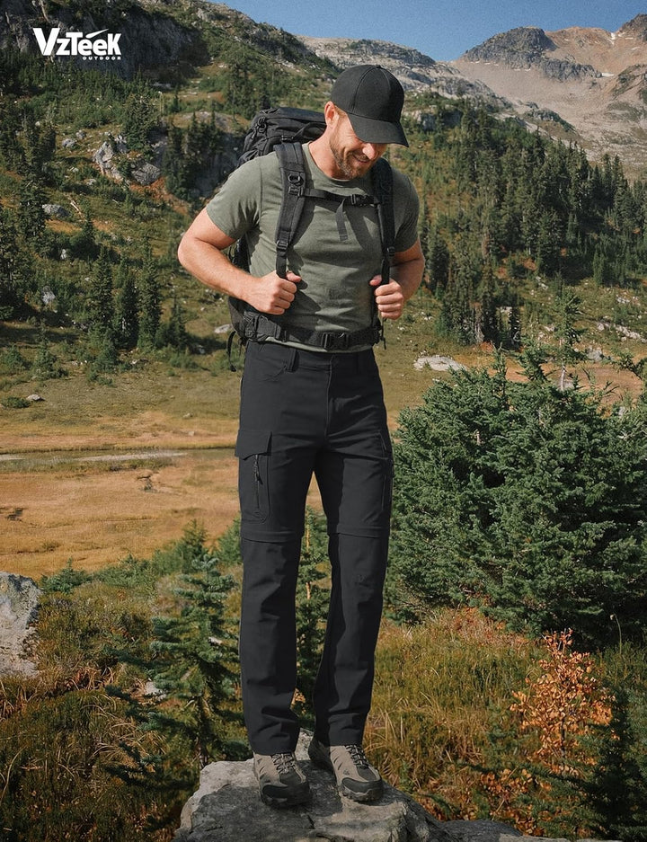 Vzteek Herren Wanderhose Zip Off Trekkinghose Outdoorhose Sommer Softshell Stretch Hose Kurz für Wan