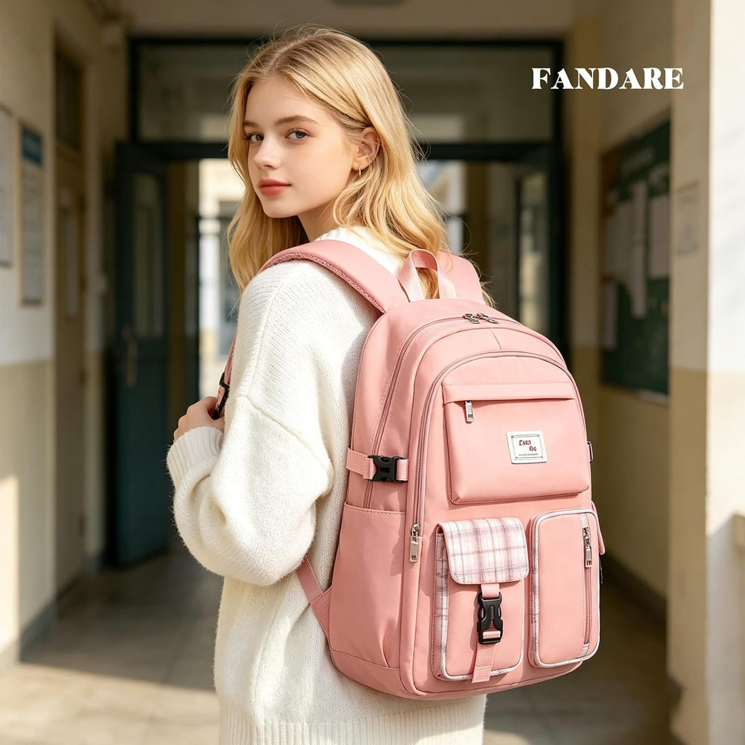FANDARE Beiläufig Rucksack Schulrucksack Schulranzen Daypacks mit 15.6 Zoll Laptopfach Schultaschen
