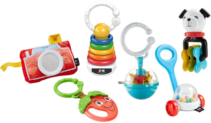Fisher-Price FBH63 - Spielspass Geschenkset, 6 Fisher-Price Produkte inklsive Beissring und Rassel,