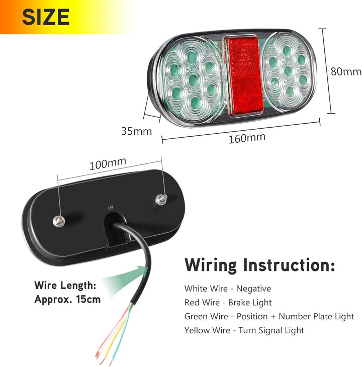 AOHEWEI LED Anhänger Rückleuchten 12V Beleuchtung Bremslichten Lkw Heckleuchte Blinklicht Hinten Was
