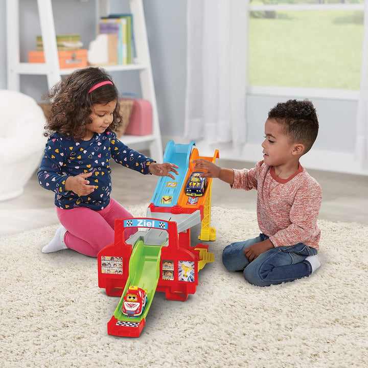 Vtech TUT TUT Baby Flitzer - 4-in-1-Rampe – Autorampe Spielset mit 4 Aufbaumöglichkeiten und Rennaut