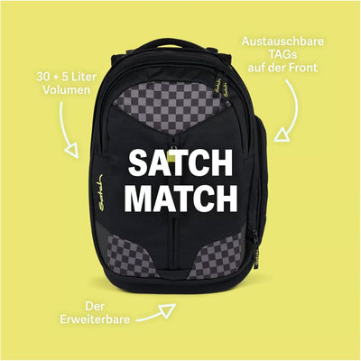 satch match Schulrucksack ergonomisch, erweiterbar auf 35 Liter, extra Fronttasche Jurassic Jungle -