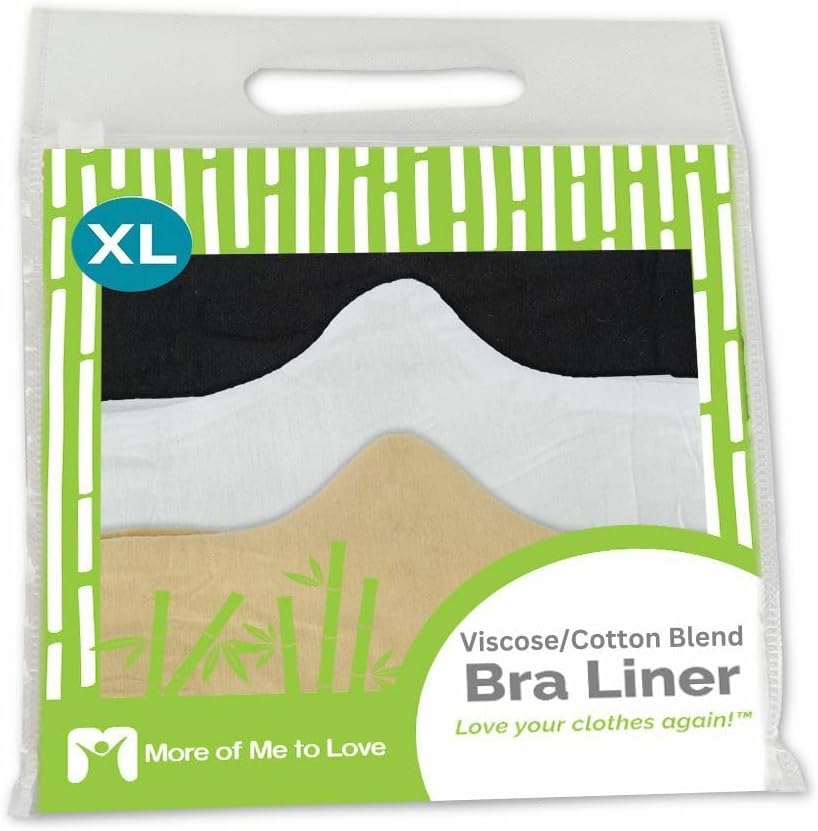 BH-Futter aus 100 % reiner Bambus-Baumwolle (9 Stück, XL) – schweissableitend, Schwarz, Weiss, Beige
