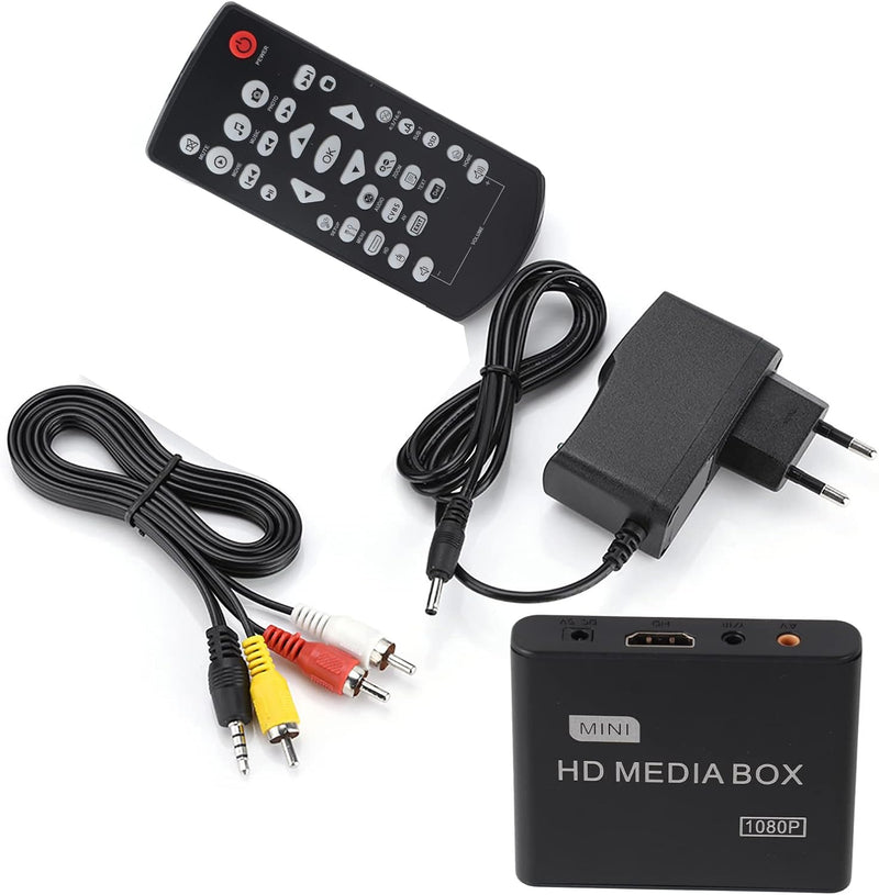 Full-HD-Media-Player, 110-240 V 1080P HDMI-Media-Video-Player-Box - MKV/RM-HDD-USB-Laufwerke und SD-