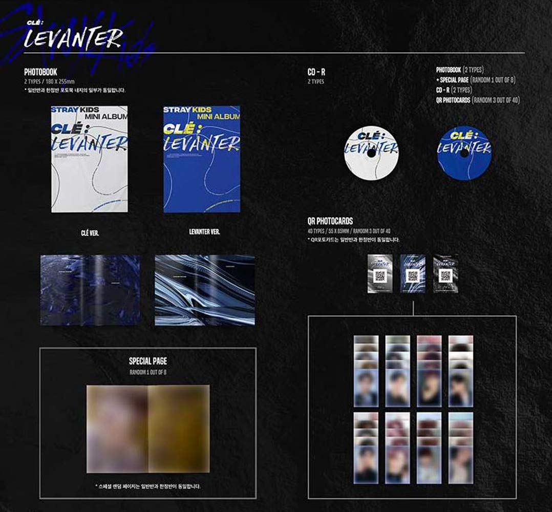 STRAY KIDS Clé : Levanter Album (CLE Ver.+Levanter Ver. Set) 2 CDs+2 Photobooks+6 QR Photocards+(Ext