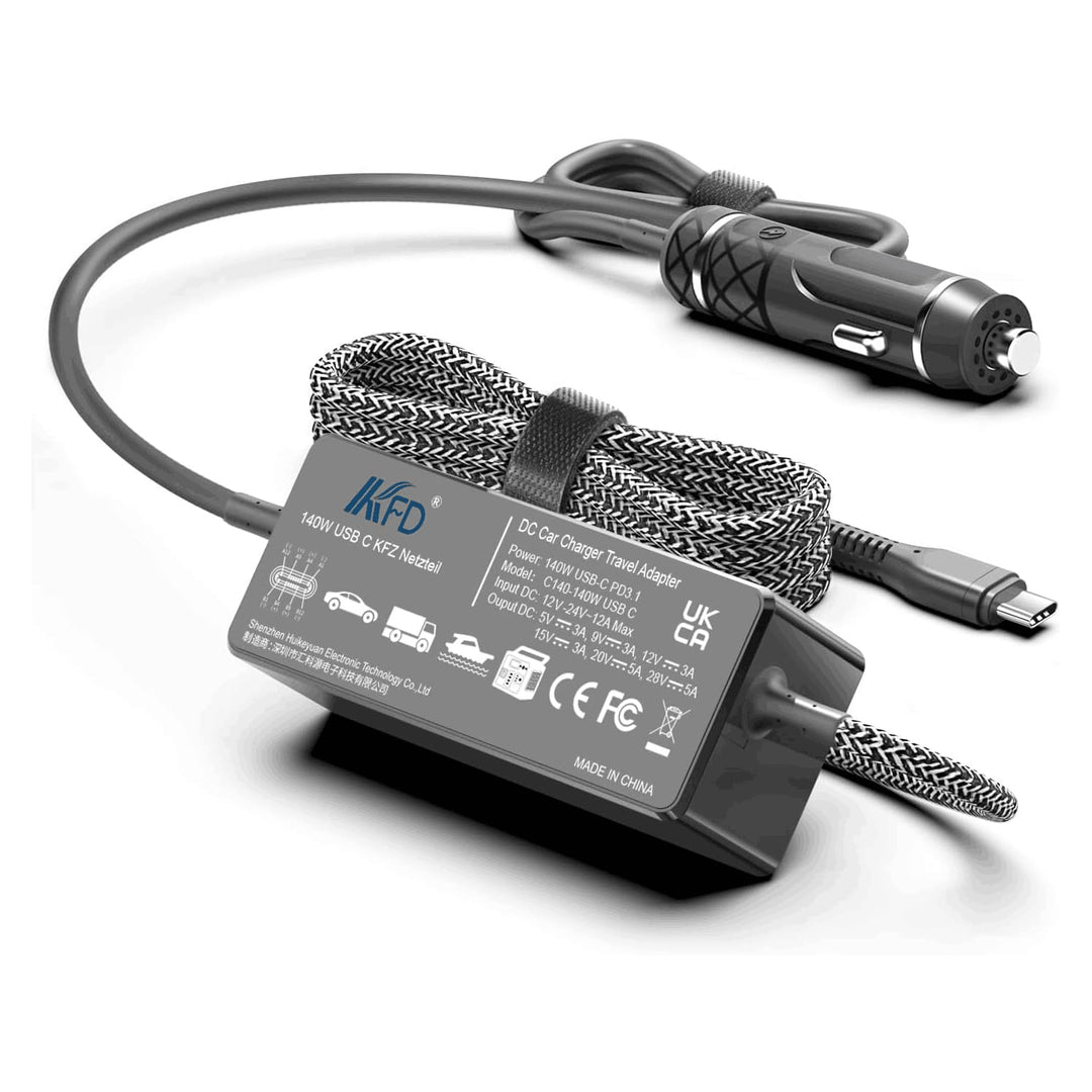 KFD PD 140W USB-C DC 12V-24V KFZ Ladegerät Laptop Netzteil Auto Ladekabel für MacBook Pro 16 14 2024