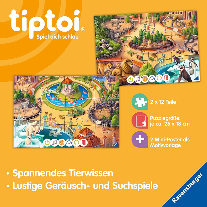 Ravensburger tiptoi Puzzle 00138 Puzzle für kleine Entdecker: Zoo, Kinderpuzzle ab 3 Jahren, für 1 S