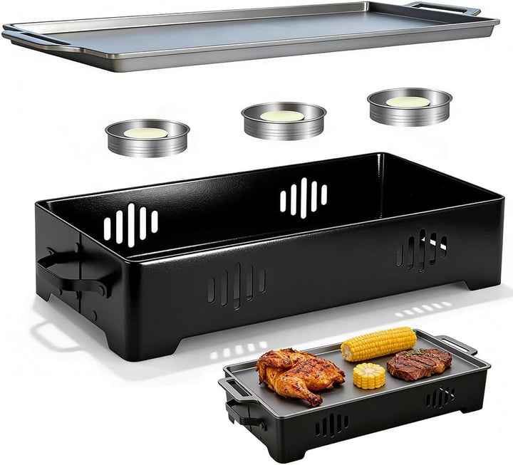 BBQ Warmhalteplatte,Warmhaltebehälter für Essen & Grillgut,Fleischwarmhalter fürs Grillen, Grillgut