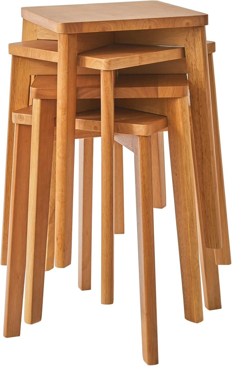 IBUYKE 4er Set Esszimmerhocker, Holzstapelstuhl mit Rutschfester Matte, Stapelhocker für Klassenzimm