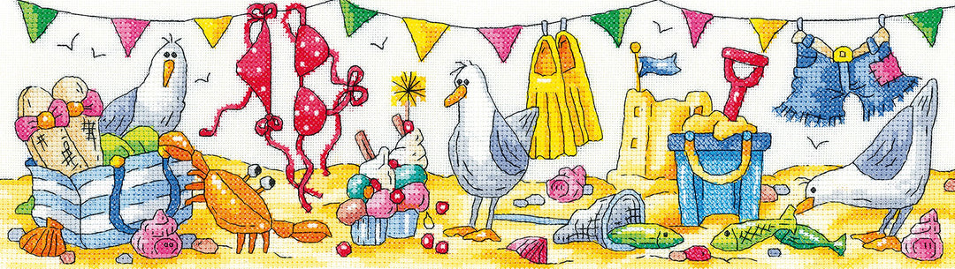 Heritage Kreuzstich Set Aida"Am Strand", Zählmuster, KCOB1461-A, 37,5x10cm