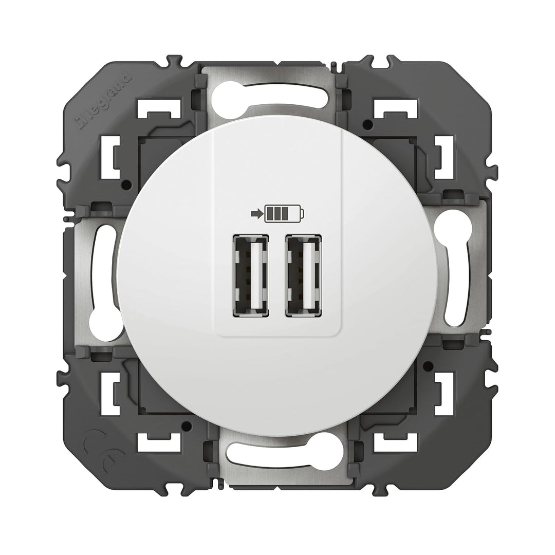 Legrand 600343 Doppel-Ladegerät USB Typ A Dooxie, 2,4 A, weisses Finish
