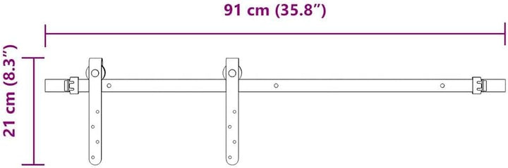 vidaXL Schiebetürbeschlag Set für Schranktüren 91 cm Karbonstahl, Schiebetürbeschlag Schrank, Schieb