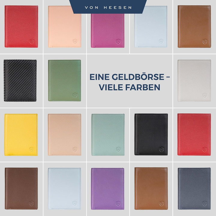 VON HEESEN Leder Geldbörse Herren mit Münzfach &amp; RFID Schutz I Echtleder Geldbeutel für Männer &amp; Dam