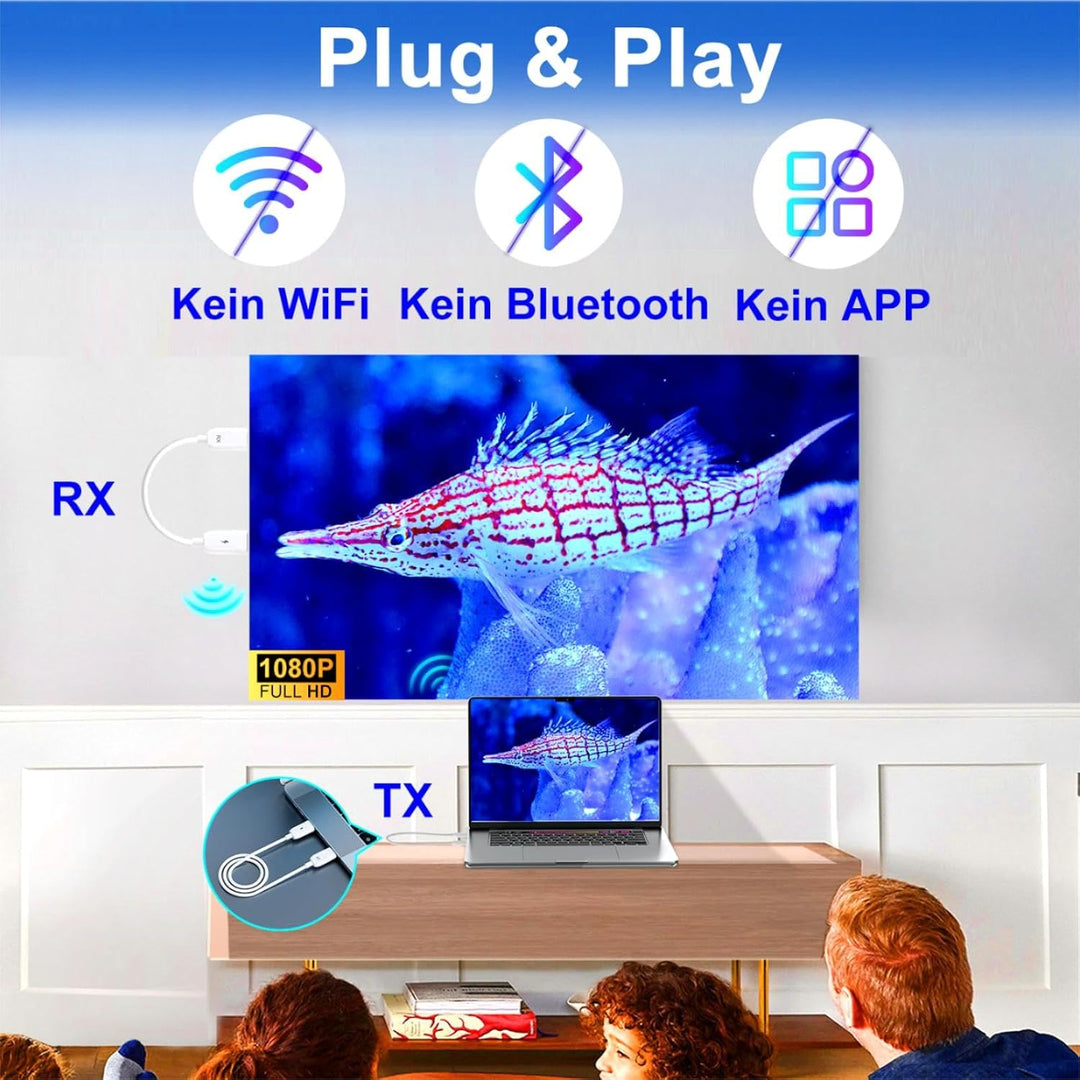 Wireless HDMI Transmitter and Receiver, 5.8G Kabellos Funkübertragung 4K Dekodierung, HDMI Wireless
