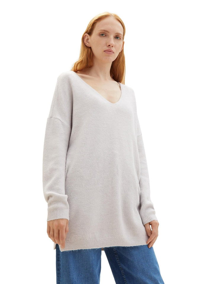Tom Tailor Denim Damen 1039768 Pullover (1er Pack) L 32253 - Basic Light Grey, L 32253 - Basic Light