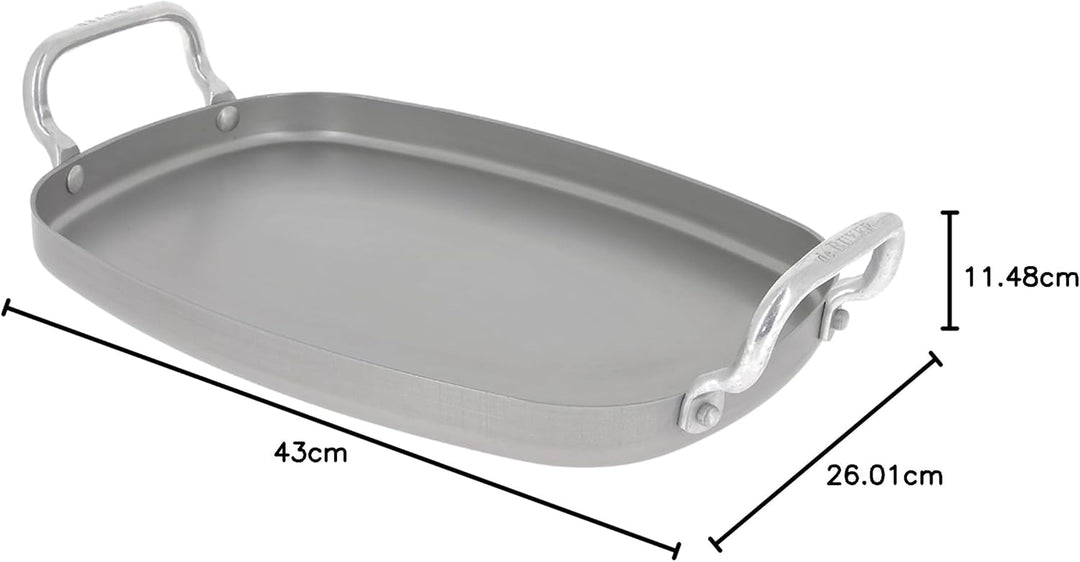 De Buyer 5640.01 Plancha glatt, Stahl, grau, 43 x 26 x 11,49 cm