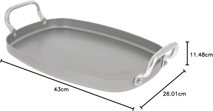 De Buyer 5640.01 Plancha glatt, Stahl, grau, 43 x 26 x 11,49 cm
