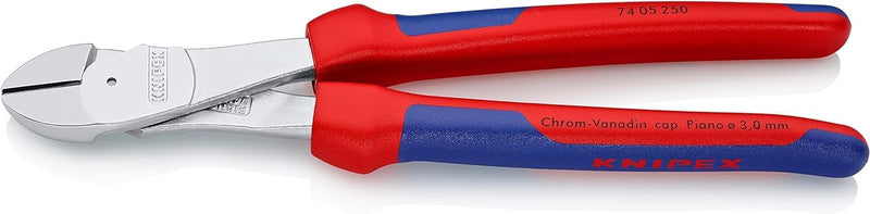 Knipex Kraft-Seitenschneider verchromt, mit Mehrkomponenten-Hüllen 250 mm 74 05 250 verchromt 250 mm