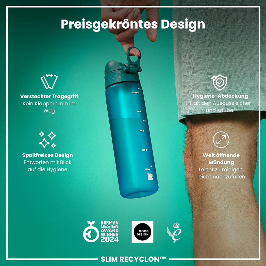 Ion8 Trinkflasche, Auslaufsicher, Einhandöffnung, Sichere Verriegelung, Spülmaschinenfest, BPA-frei,