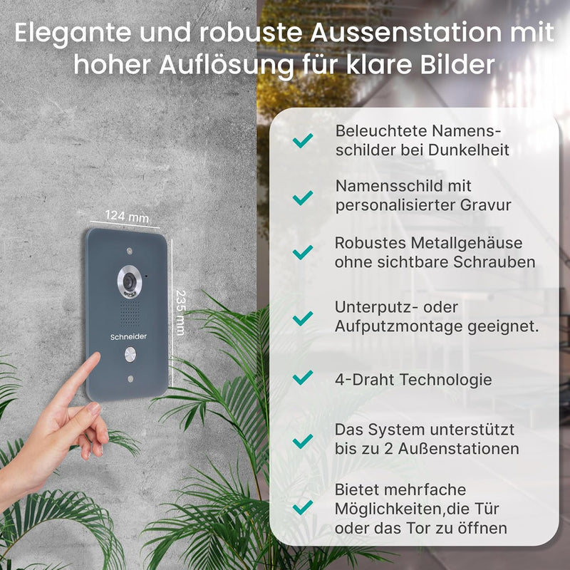 MATHFEL 4 Draht Video Türsprechanlage Gegensprechanlage mit 2x7 &