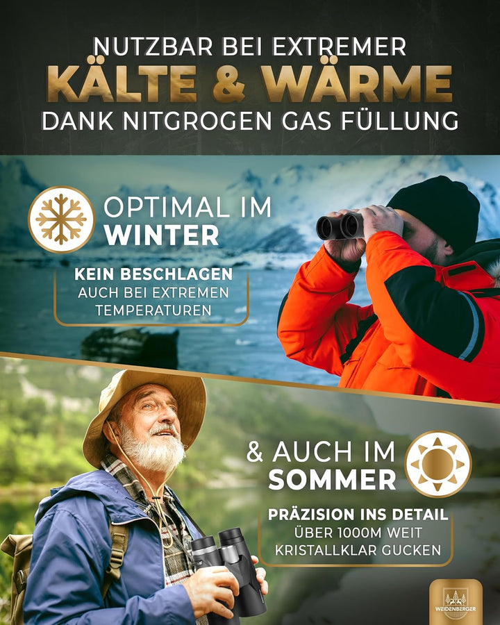 Weidenberger Fernglas 12x42, [TESTSIEGER] Magnesium Fernglas mit Nitrogenfüllung und wasserdicht, Fe