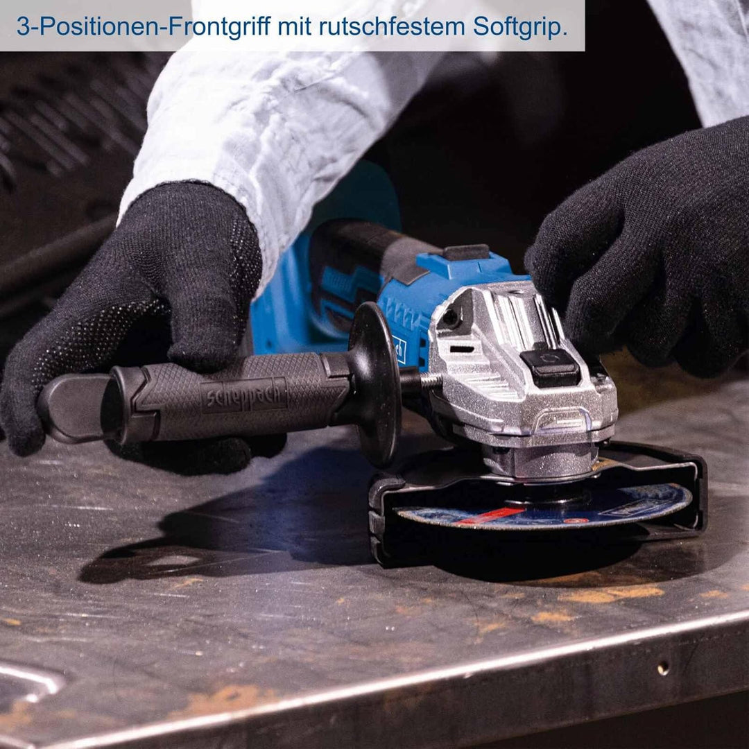 Scheppach Akku Winkelschleifer C-ATB15/1-X mit Koffer & 15 Schleifscheiben | Scheiben-Ø 125 mm | Dre