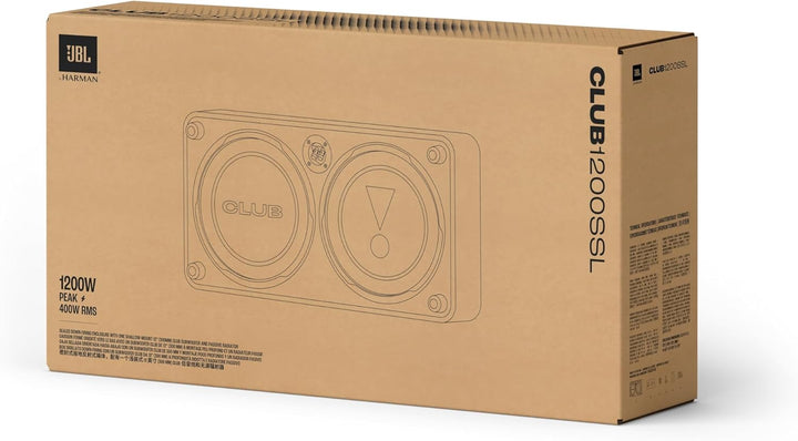 JBL Club 1200SSL 12” Passiv Subwoofer Auto Set, Down-Firing Geschlossenes Flachgehäuse mit Passivmem