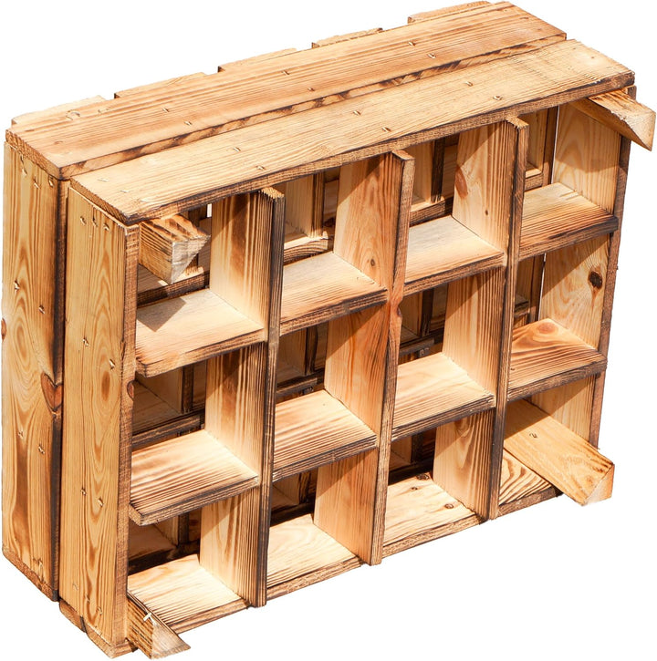 3er Set Flaschenregal '12er' Weiss / Natur / Geflammt & Lackiert - Masse 50x40x23cm Regalkiste Flasc
