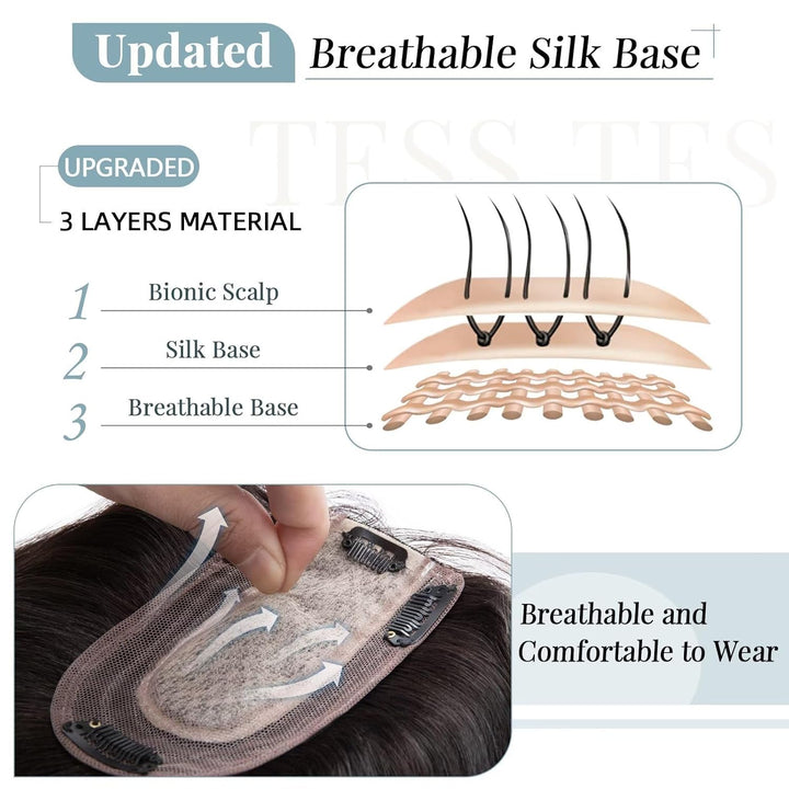 TESS Hair Topper Echthaar Blond, 10x12cm Basis Toupet Damen #613 Lichtblond Haartopper Echthaar 40g