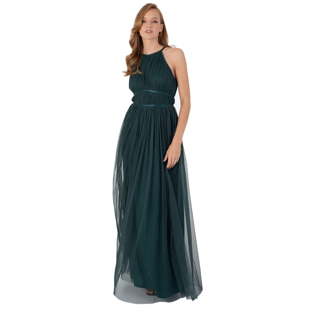 Anaya with Love Damen Ladies Maxi Women Halter Neck Sleeveless Back Keyhole Long for Wedding Guest P