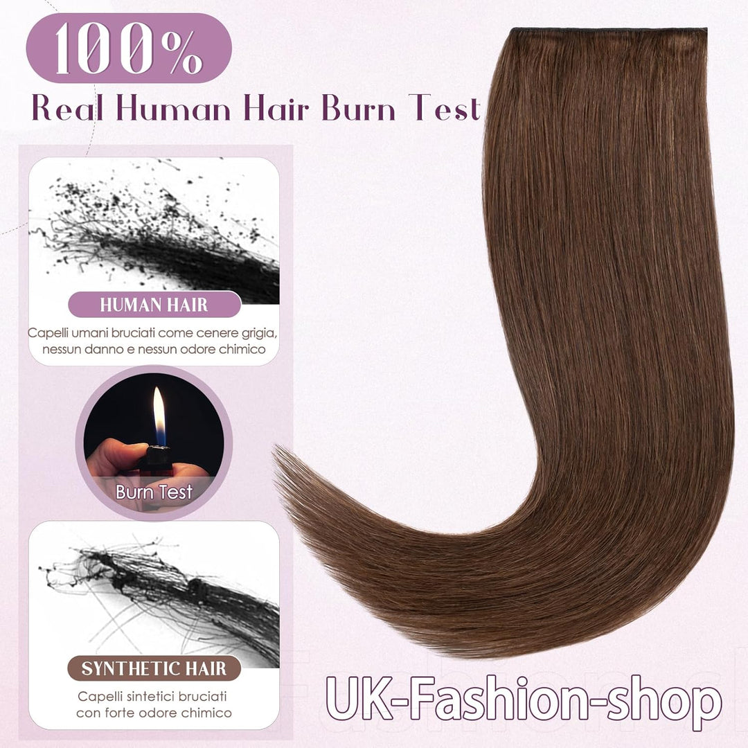 Extension a Clip Cheveux Naturel Monobande - Epaisseur Fine - Rajout Vrai Cheveux Humain (#04 Châtai