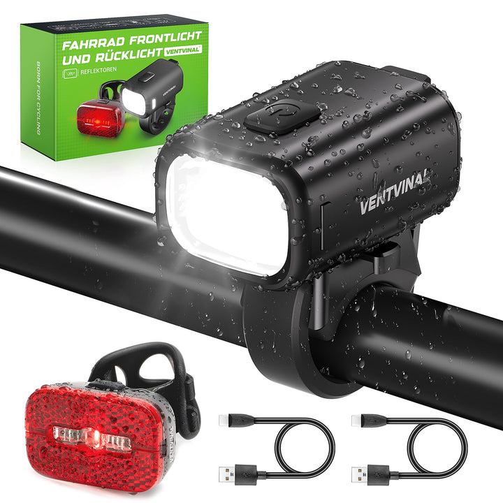 Fahrradlicht Set USB Aufladbar,Stvzo Zugelassen Fahrradlicht Vorne und Rückstrahler mit Reflektor,3