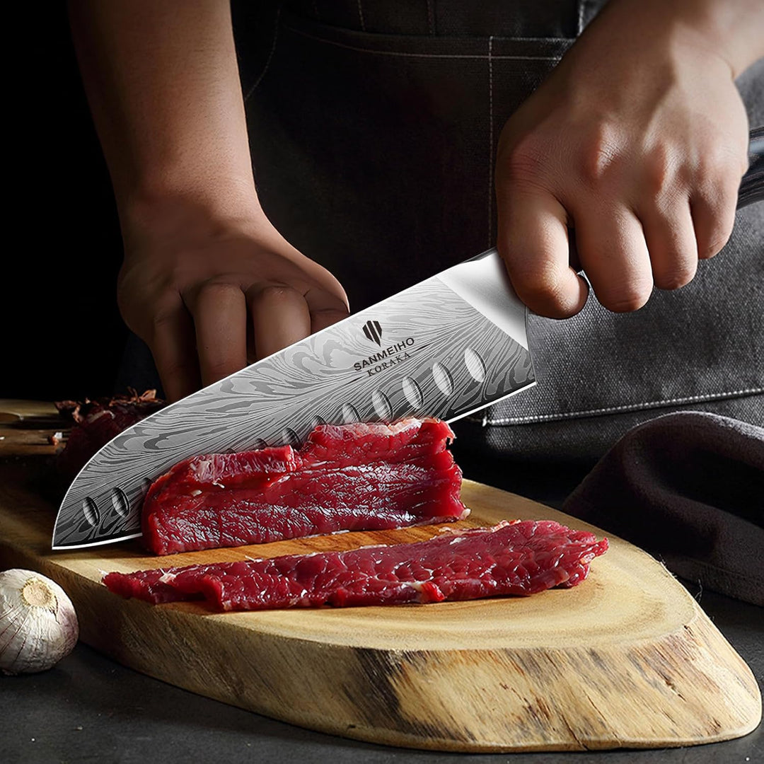 Küchenmesser aus Pulverstahl, Japanisches Kochmesser Santokumesser, 18 cm Professionelle Chefmesser