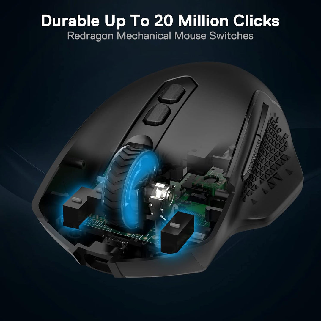 Redragon M810 Pro Kabellose Gaming-Maus, 10000 DPI Kabelgebundene/Kabellose Maus mit Schnellfeuertas