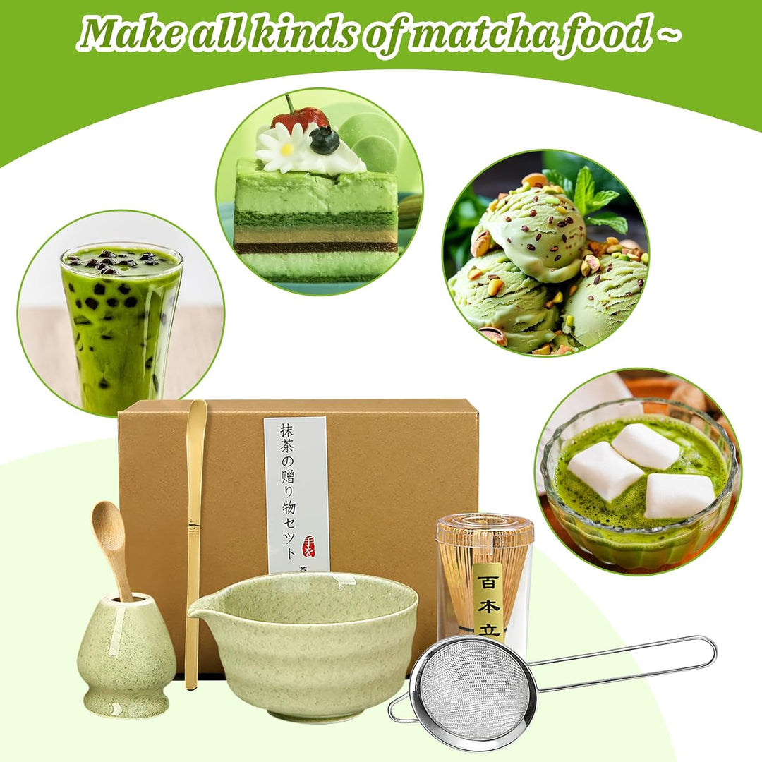 Matcha set, Japanisches Tee-Set, Matcha-Schale, Schaufel, Sieb, Matcha-Besenhalter, Matcha-Besenstän