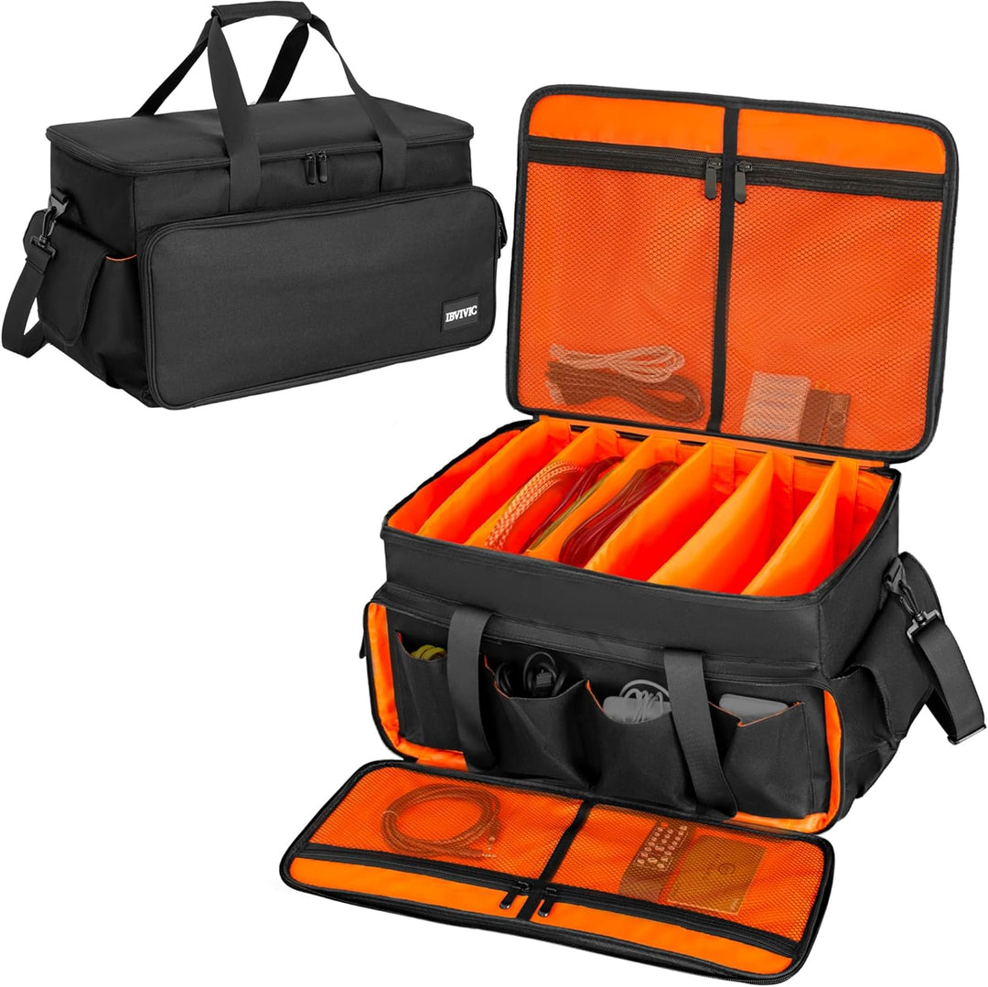 OUUTMEE DJ Tasche, Cable File Bag, Gig Bag, Abnehmbarer Gepolsterter Unterseite und Teilern, für pro