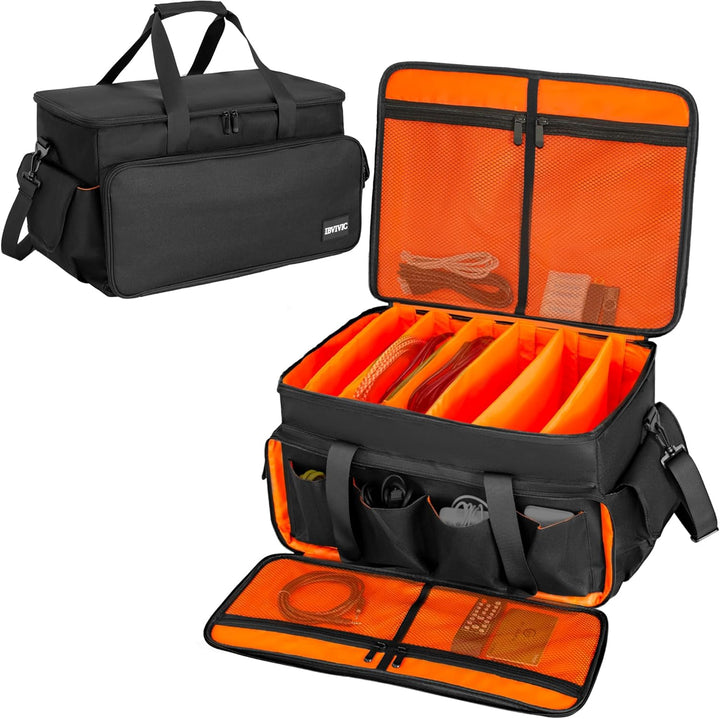 OUUTMEE DJ Tasche, Cable File Bag, Gig Bag, Abnehmbarer Gepolsterter Unterseite und Teilern, für pro