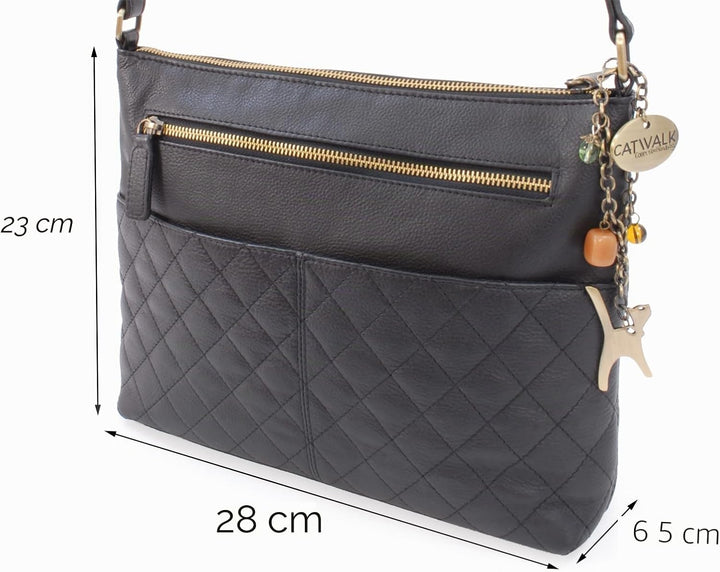 Catwalk Collection Handbags - Damen Umhängetasche Mittelgross - Crossbody Bag/Handtasche - Gesteppte