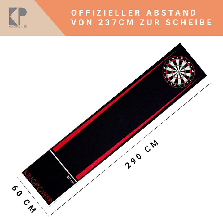 Kingpower Dartteppich mit Abwurflinie, Dart Zubehör mit Motiv, Dartmatte mit Oche, pflegeleichter Te