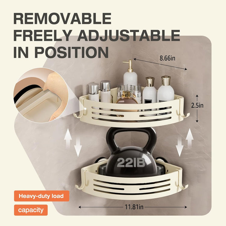 Lekesky Duschablage Ohne Bohren Ecke mit Handtuchhalter – Starke Saugnäpfe, Abnehmbar, Aluminium & R